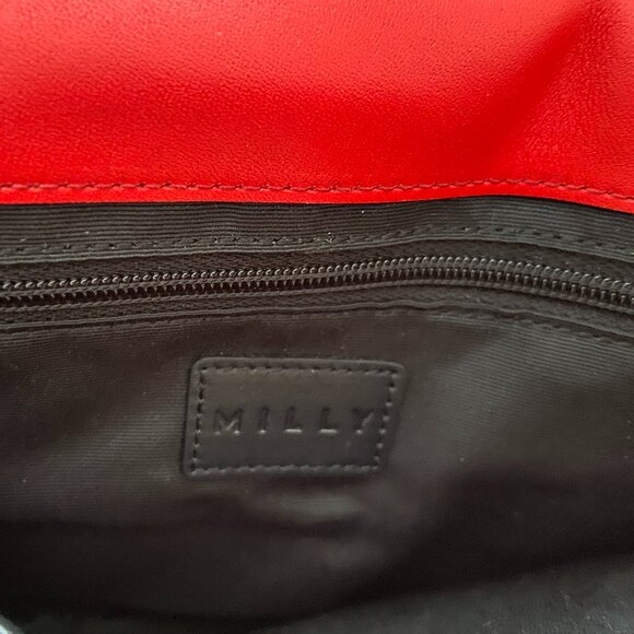 Milly Leopard, Red, and Black Leather Purse
